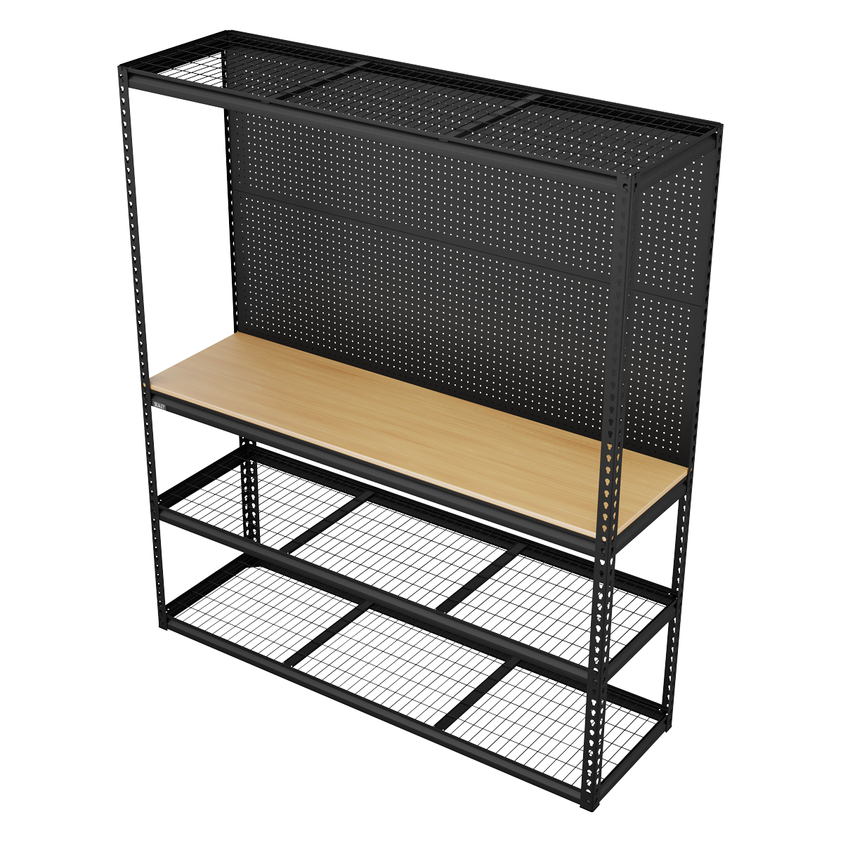 Heavy-Duty Modular Workbench with Racking & Pegboard 300kg Capacity Per Level