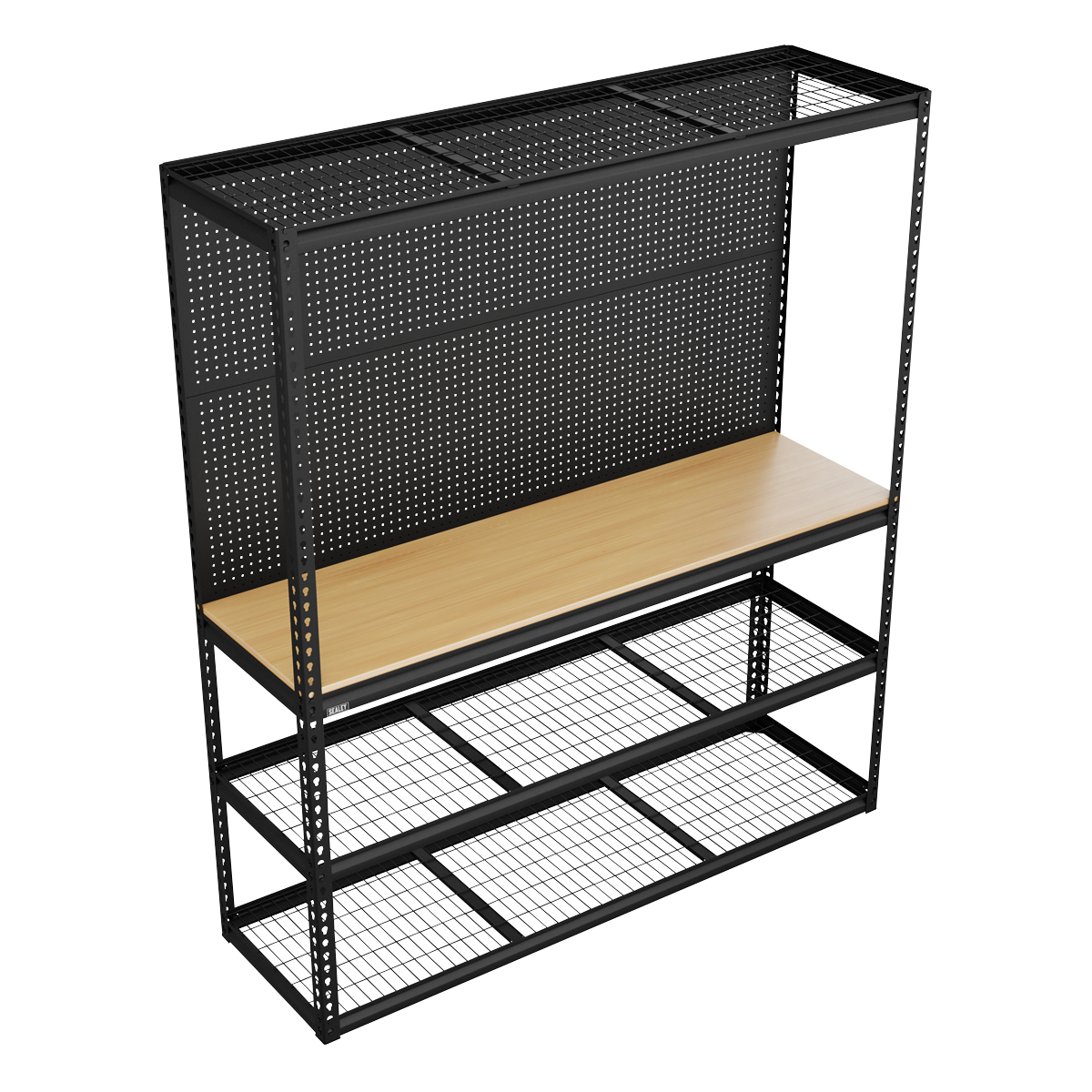 Heavy-Duty Modular Workbench with Racking & Pegboard 300kg Capacity Per Level
