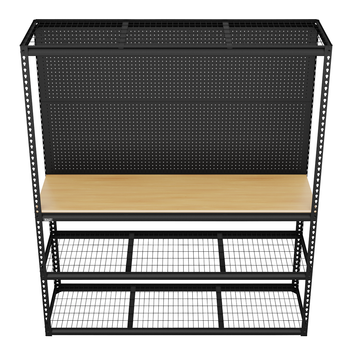 Heavy-Duty Modular Workbench with Racking & Pegboard 300kg Capacity Per Level