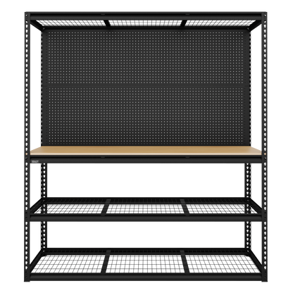 Heavy-Duty Modular Workbench with Racking & Pegboard 300kg Capacity Per Level
