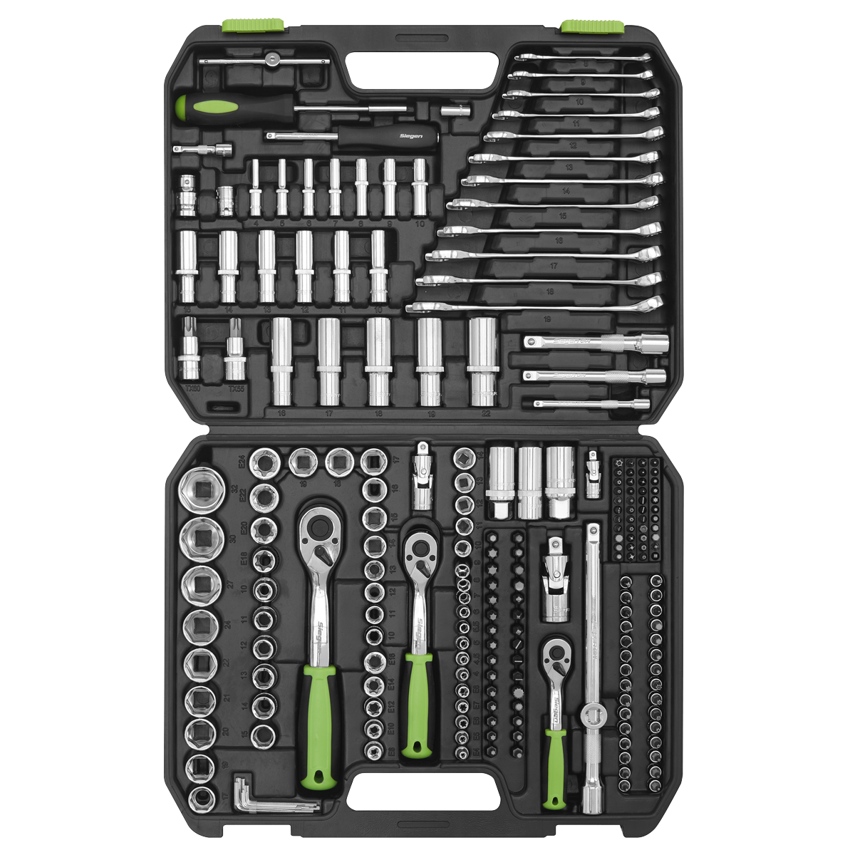 Siegen Socket Set 1/4", 3/8" & 1/2"Sq Drive 219pc