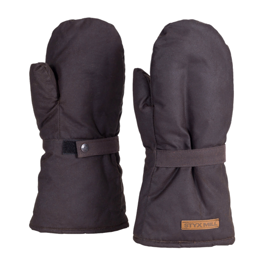 Styx Mill Oilskin Brown Fur Lined Mittens
