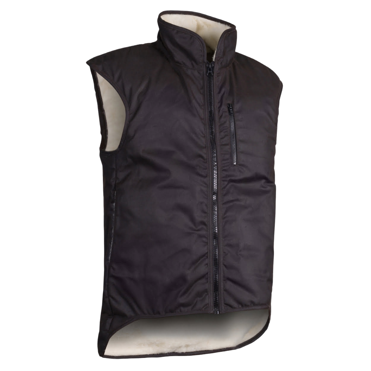 STYX MILL™ Brown Oilskin Shearling Vest