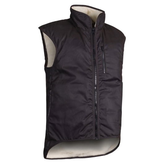 STYX MILL™ Brown Oilskin Shearling Vest