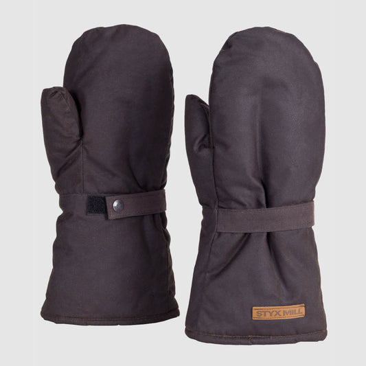 Styx Mill Oilskin Brown Fur Lined Mittens