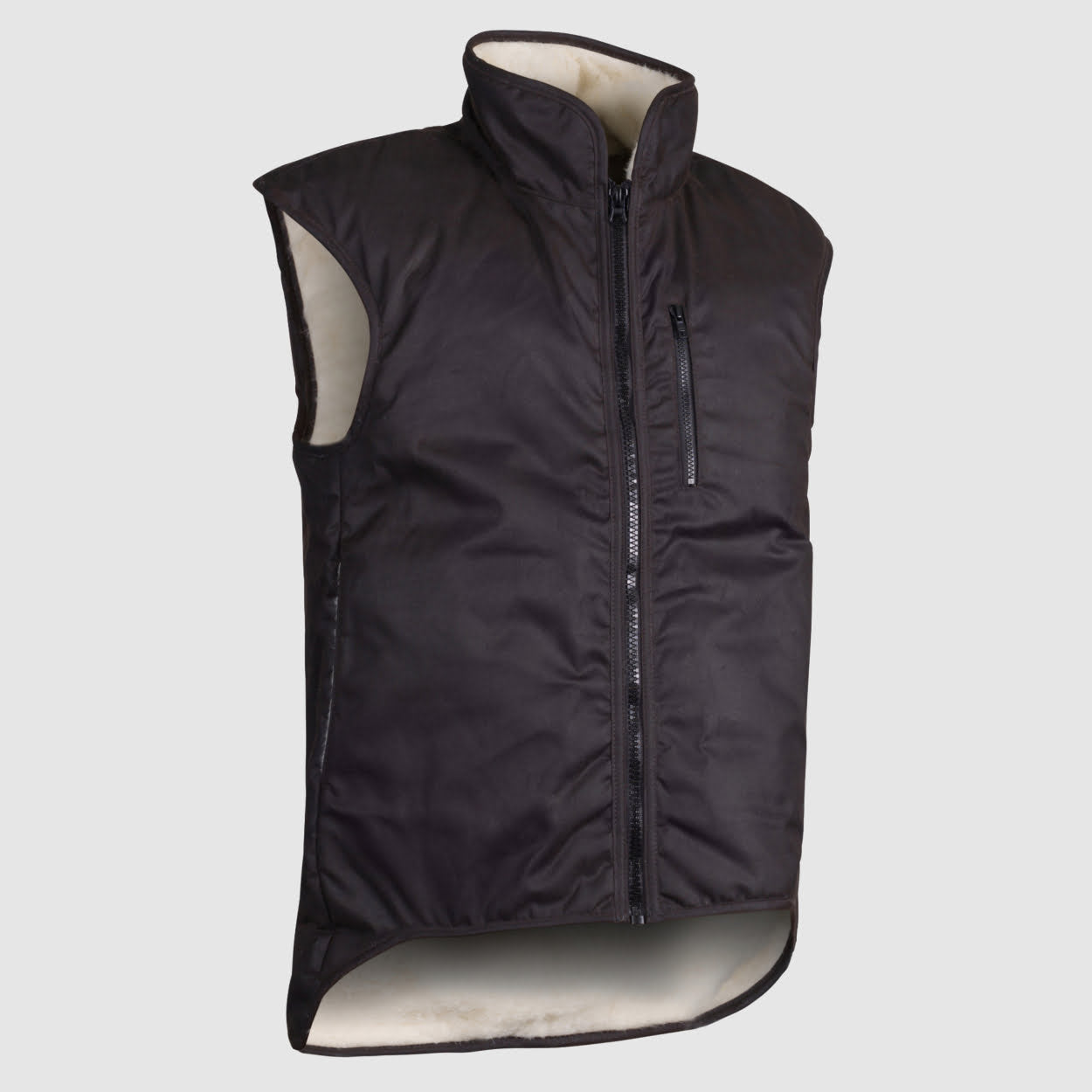 STYX MILL™ Brown Oilskin Shearling Vest